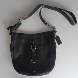 Coach Black Leather Belted Mid-size Crossbody Shoulder Unisex Bag Like New